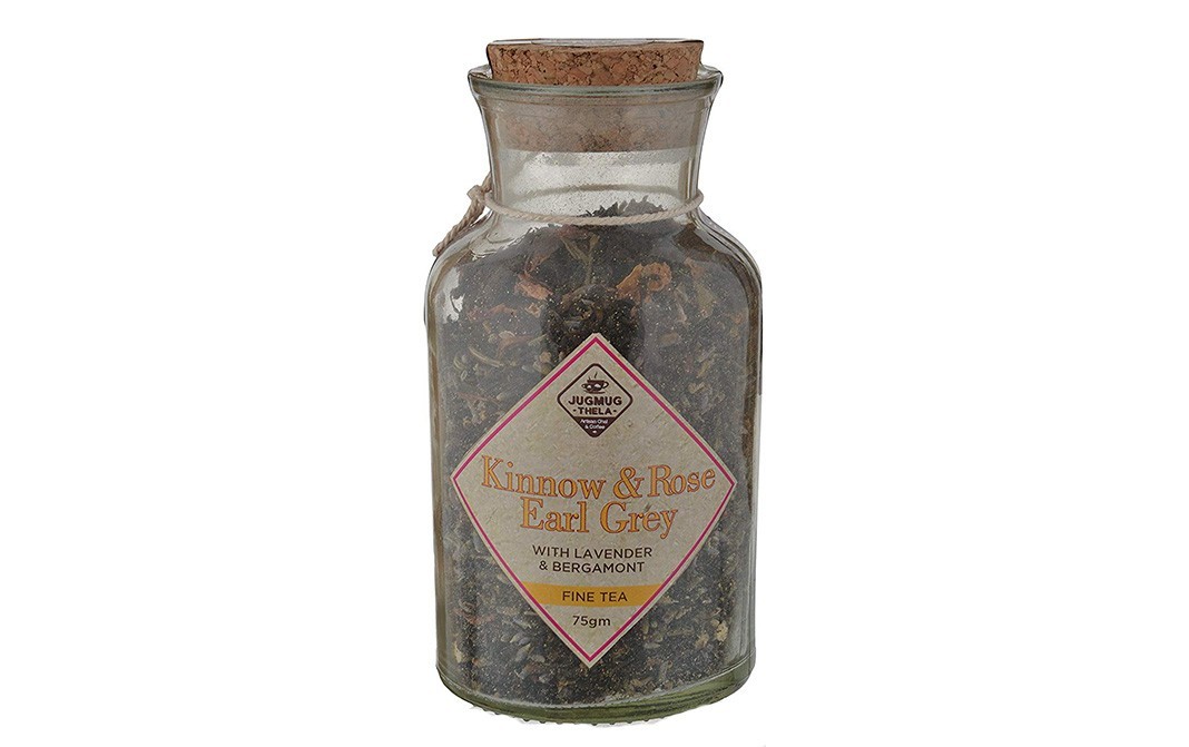 Jugmug Thela Kinnow & Rose Earl Grey With Lavender & Bergamont Fine Tea   Glass Bottle  75 grams